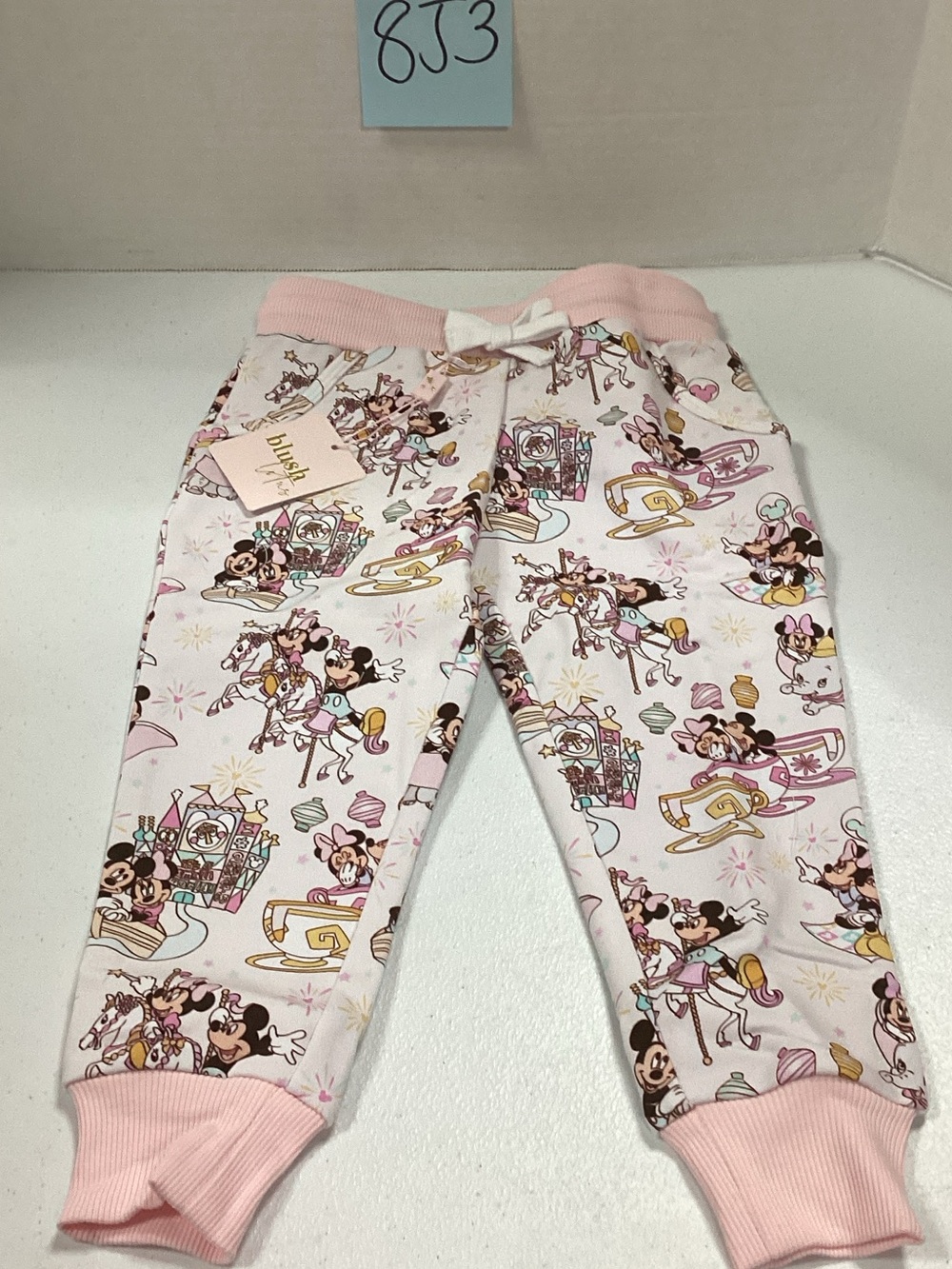 Blush Pink Minnie Mouse Carousel Jogger Pants